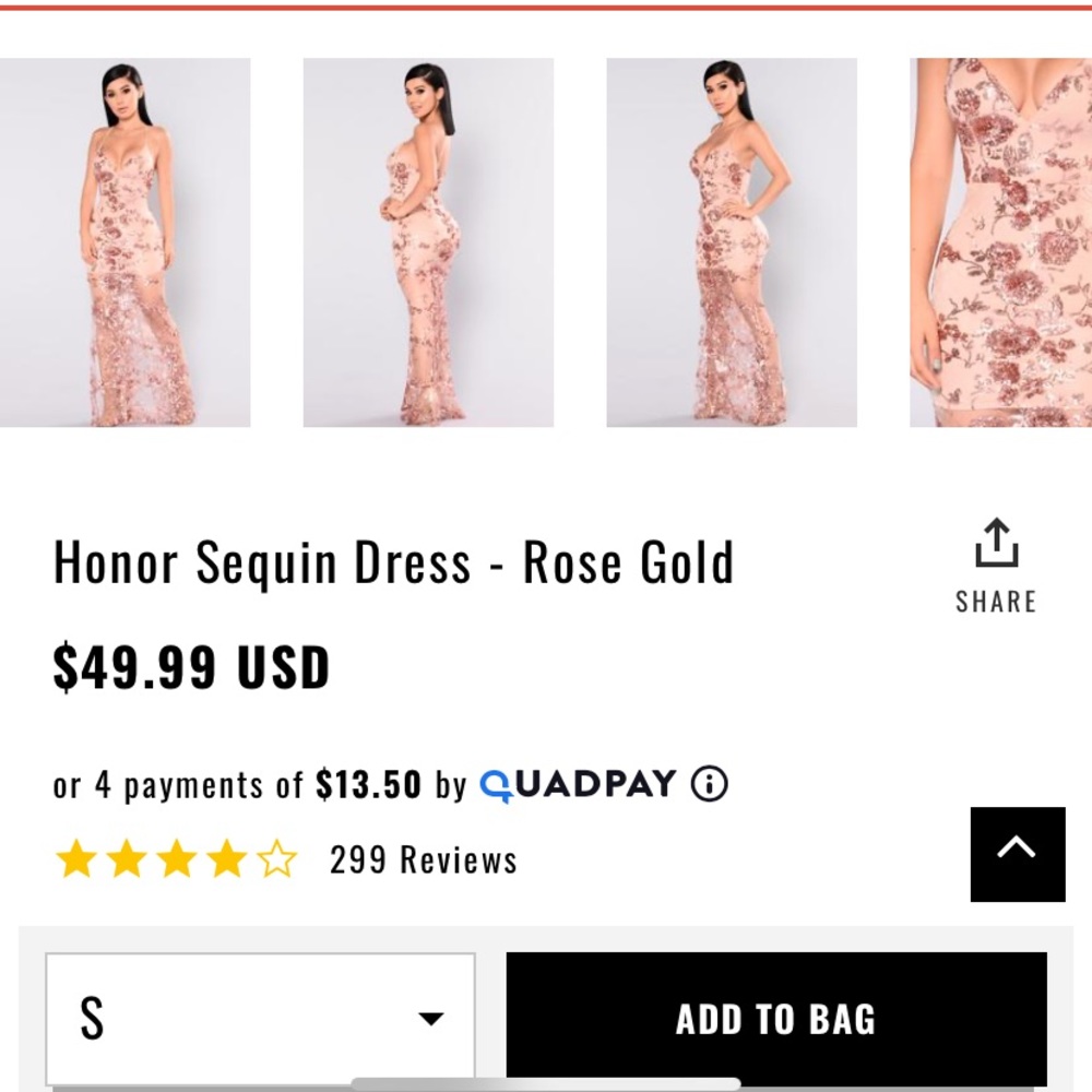 Fashion Nova Rose Gold Sequin Dress